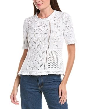 Tahari The Lily Pointelle Sweater - White