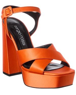 Sergio Rossi Alicia 90 Satin Platform Sandal - Orange