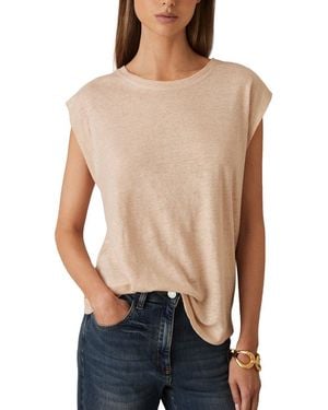 Reiss Mara Sleeveless Linen T-Shirt - Natural