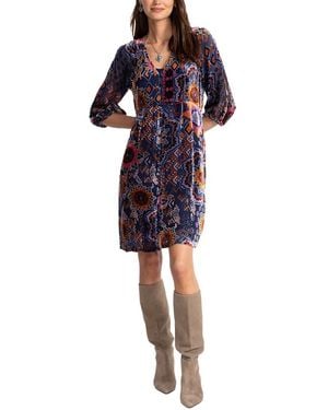 Johnny Was Ryan Silk-Blend Dress - Blue