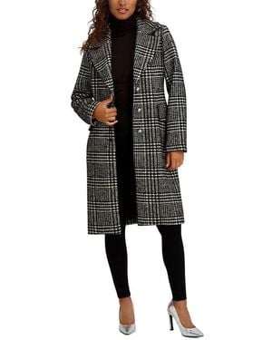 Kensie Plaid Trench Coat - Black