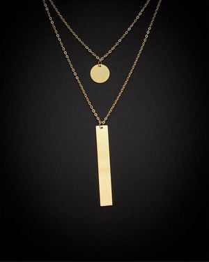 Italian Gold 14k Disc & Bar Necklace - Black