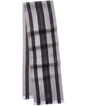 Brooks Brothers Variegated Stripe Wool Scarf - Gray