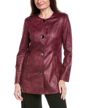 Joseph Ribkoff Vegan Leather Long Jacket - Red