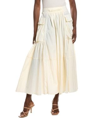 Gracia Long Parachute Cargo Skirt - Natural