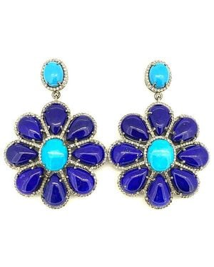 Arthur Marder Fine Jewelry Silver 2.75 Ct. Tw. Diamond Earrings - Blue