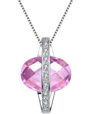 Genevive Jewelry Silver Cz Pendant - Pink