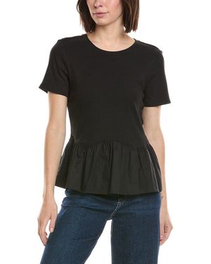 Cece Poplin Peplum Top - Black