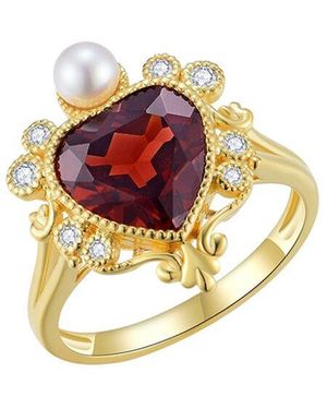 Kai Fine Jewelry 14K 3.92 Ct. Tw. Diamond & Garnet & 3-4Mm Pearl Cocktail Ring - White