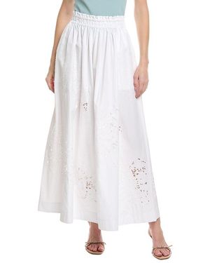 Lafayette 148 New York Embroidered A Line Midi Skirt - White