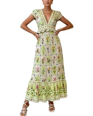 AMINA GLAM Printed Maxi Dress - Green