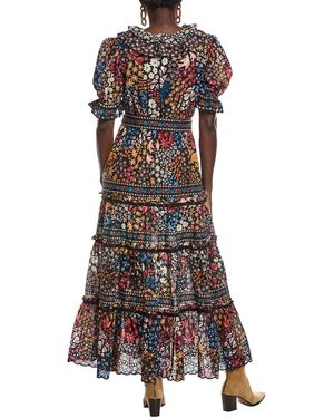 chinese dress ladies Farm Rio Women's Greek Garden Floral Linen-Blend Maxi Dress - Off White
