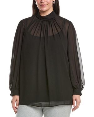 Marina Rinaldi Chiffon Turtleneck Blouse - Black