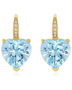 Kai Fine Jewelry 14K 9.85 Ct. Tw. Diamond & Topaz Drop Earrings - Blue