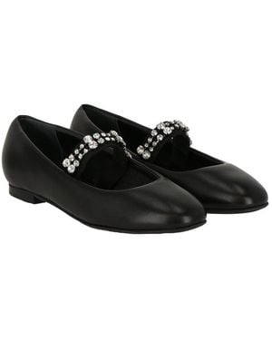 Casadei Leather Ballet Flat - Black