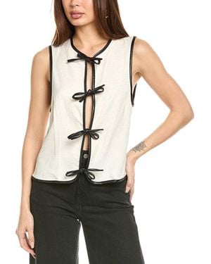 WeWoreWhat Tie-Front Linen-Blend Vest - White