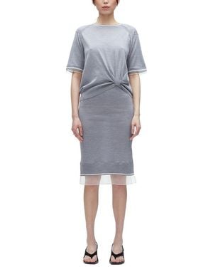 3.1 Phillip Lim Draped Knit Wool Dress - Blue