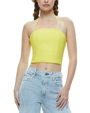 Alice + Olivia Alice + Olivia Ceresi Tie Neck Halter Linen-blend Bandeau Top - Blue