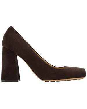 Bottega Veneta Suede Tower Leather Pump - Brown