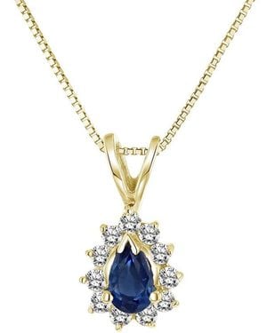 LEVARON 14K 0.35 Ct. Tw. Diamond & Sapphire Necklace - Blue