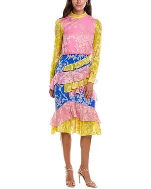 Saloni Isa Tree Jacquard Midi Dress - White