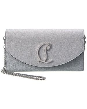 Christian Louboutin Loubi54 Glitter Leather Wallet On Chain - Grey