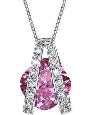 Genevive Jewelry Silver Cz Pendant - Pink