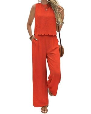 Lily Kim 2Pc Top & Pant Set - Red