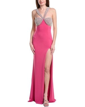 Jovani Solid Embellished Gown - Pink