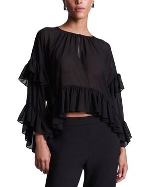 BCBGMAXAZRIA Ruffle Swing Top - Black