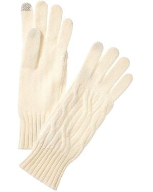 Hannah Rose Wide Cable Cashmere Gloves - White