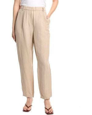 Eileen Fisher Petite Ankle Pleated Silk & Linen-Blend Pant - Natural