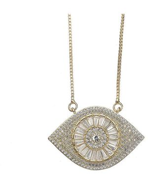 Eye Candy LA Luxe Collection Silver Cz Evil Eye Necklace - Metallic