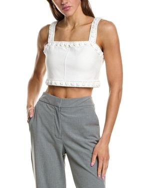 Endless Rose Flower & Pearl Trim Knit Top - Blue