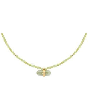 Karma and Luck Plated Peridot Beaded Necklace - Metallic