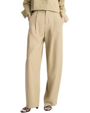 Vince Mid Waist Pleated Trouser - Natural