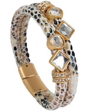 Saachi Bling Charm Leather Bracelet - White