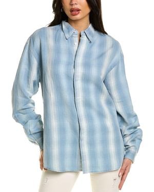 RTA Sierra Oversize Linen-Blend Shirt - Blue