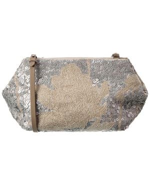 Brunello Cucinelli Linen Shoulder Bag - Gray