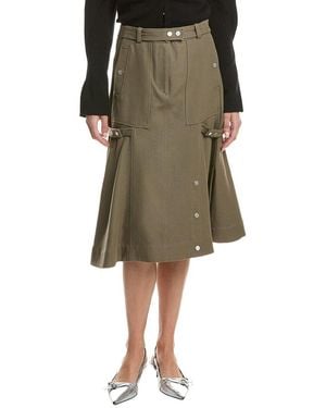3.1 Phillip Lim Utility Wool-Blend Godet Skirt - Green