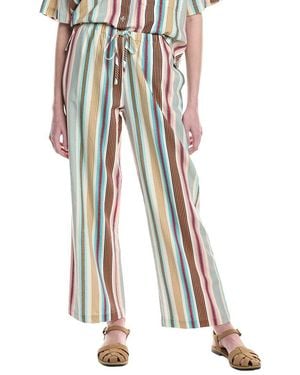 Electric and Rose Sail Crop Linen-Blend Pant - Blue