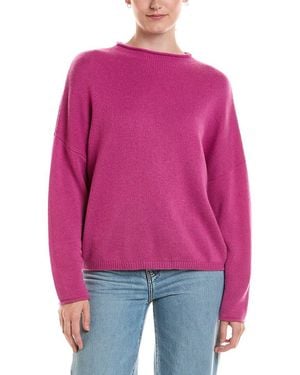 Forte Slouchy Roll Trim 100% Cashmere Pullover - Red