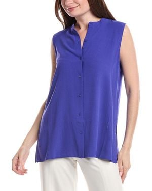 Eileen Fisher Mandarin Collar Shirt - Blue