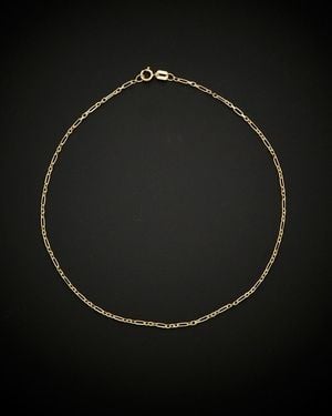 Italian Gold 14k Figaro Forzatina Link Anklet - Black