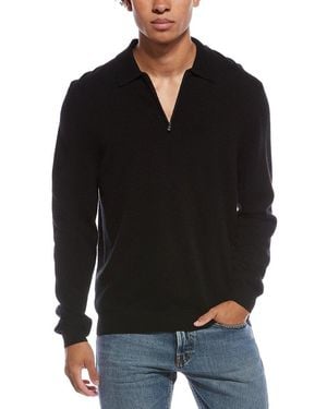 Amicale Cashmere 1/4-Zip Cashmere Polo Jumper - Black