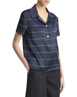 Vince Knit Collar Stripe Polo Shirt - Blue