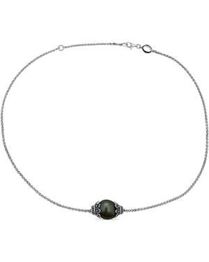 Belpearl Silver 12mm Pearl Chain Necklace - Metallic