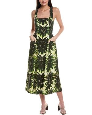 Marie Oliver Hella Linen & Silk-Blend Midi Dress - Green