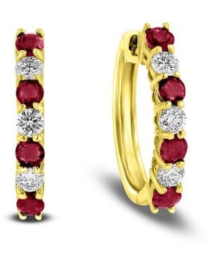 LEVARON 14K 1.15 Ct. Tw. Diamond & Ruby Earrings - White