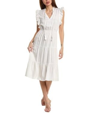 Nanette Lepore Tie-Neck Midi Dress - White